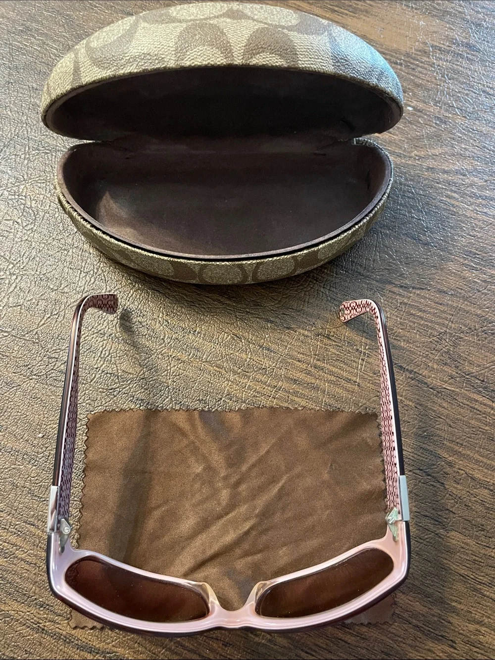 Coach Delphine S443 glasses with Khaki and Brown Signature Sunglasses Case